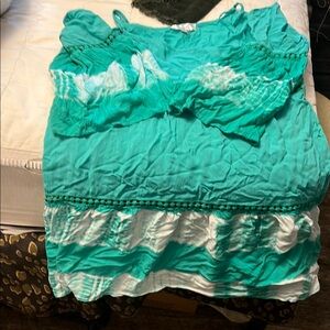 Entro Turquoise and White Dress or bathing suit cover